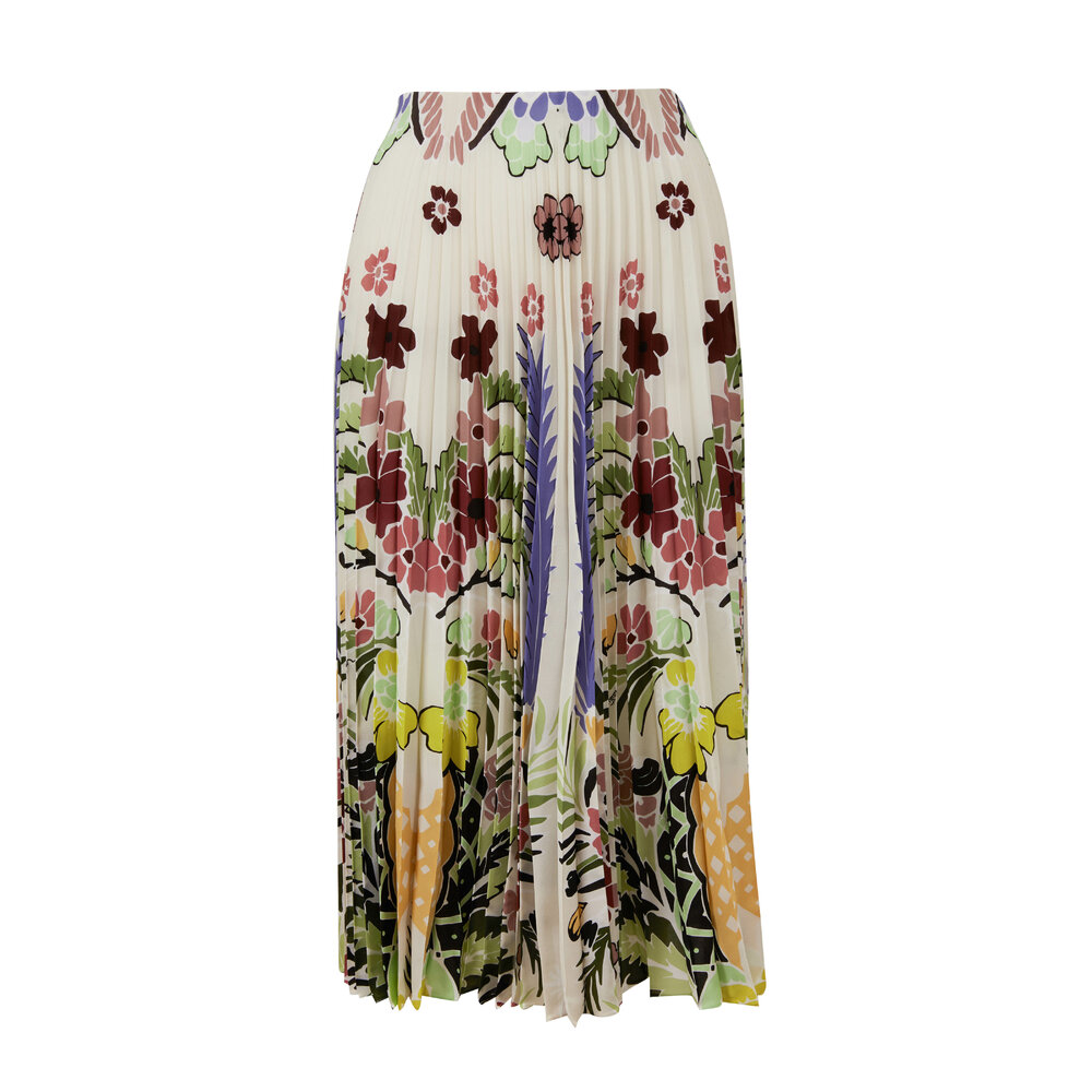 Valentino - Multicolor Silk Arrozo Print Pleated Skirt