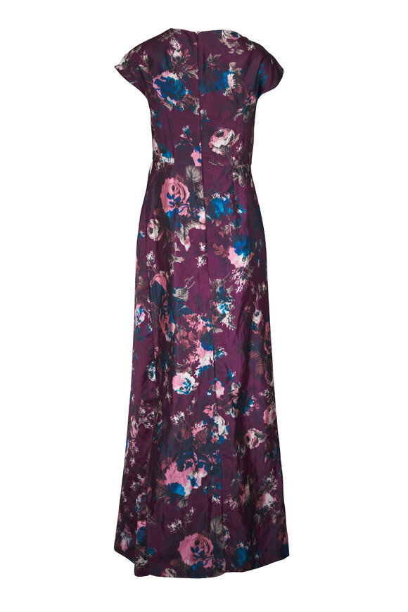 Erdem Burgundy Textured Satin Draped Gown - view 4