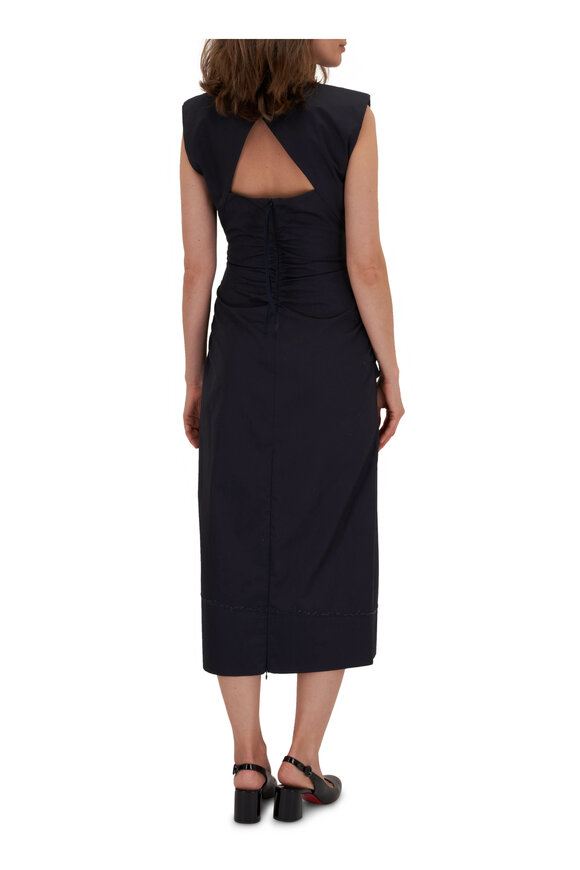 Dorothee Schumacher - Draped Sophistication Dark Navy Midi Dress