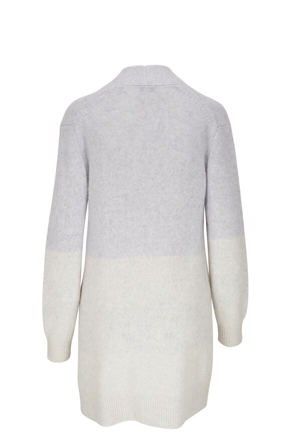 Kinross - Gray and Ivory Cashmere Cardigan 