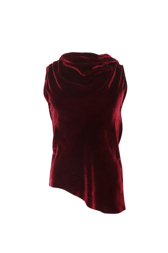 Marques ' Almeida Burgundy Velvet Cowl Neck Blouse