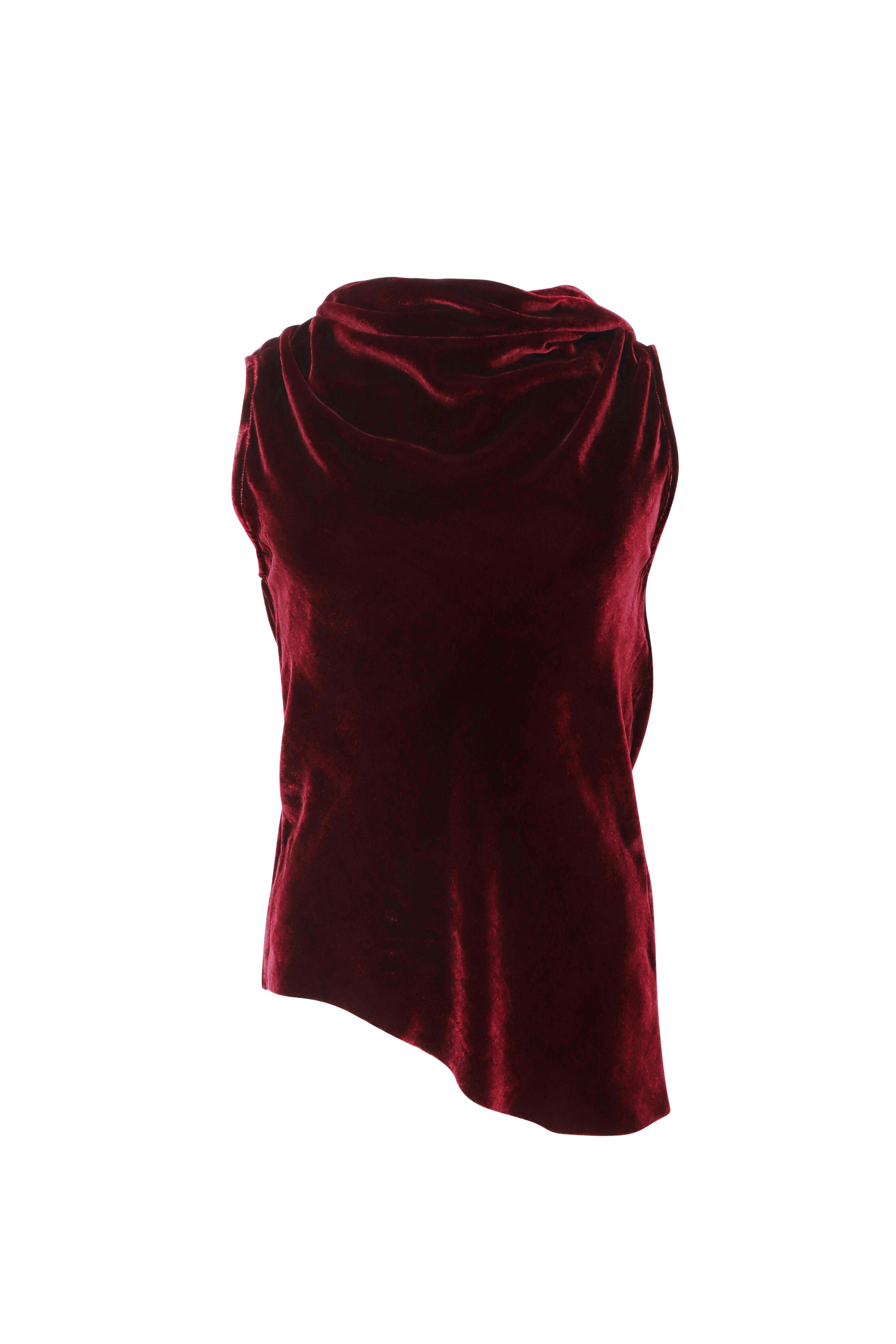 Marques ' Almeida - Burgundy Velvet Cowl Neck Blouse