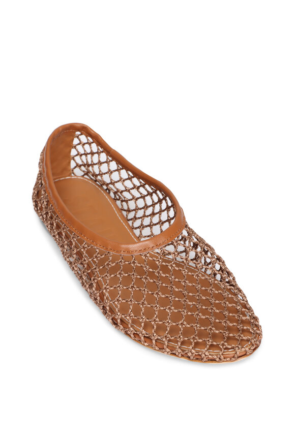 Staud Alba Tan Netting Ballet Flat