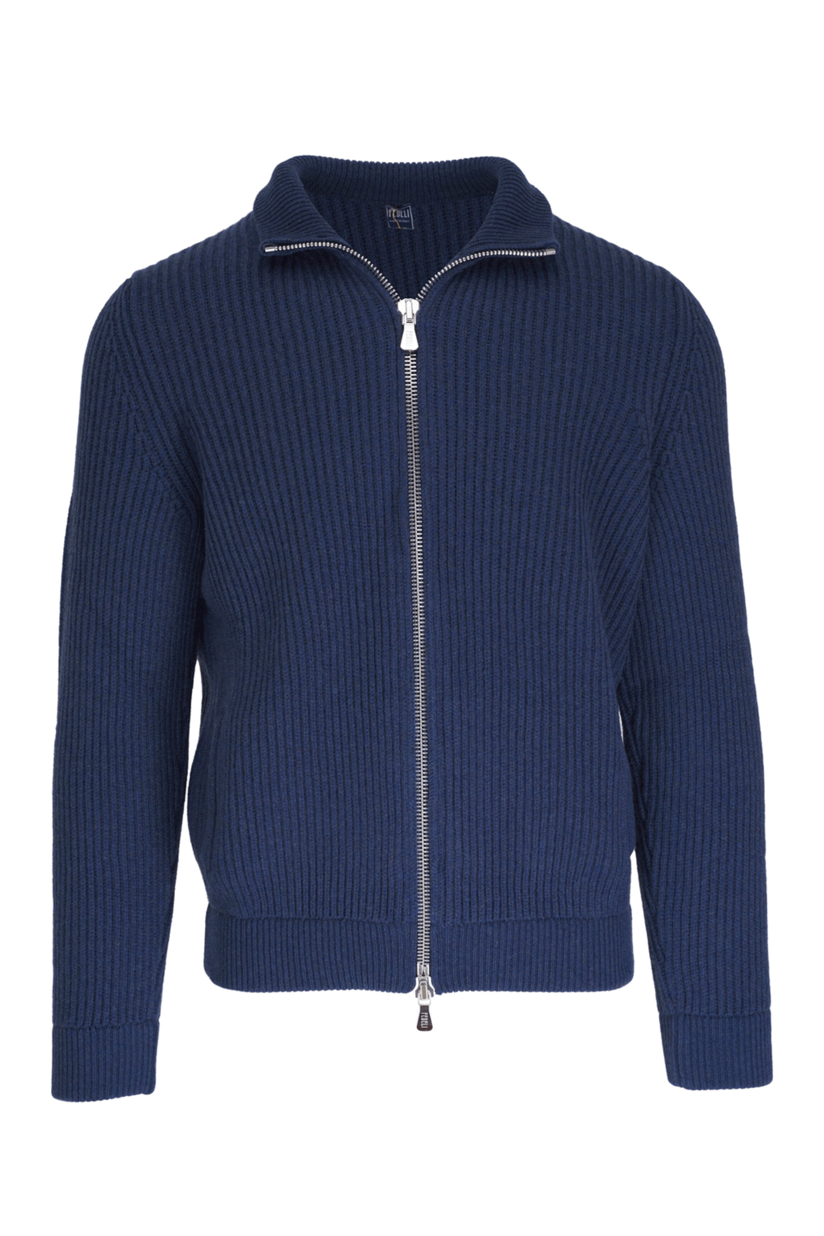 Fedeli - Navy Cashmere Full Zip Sweater
