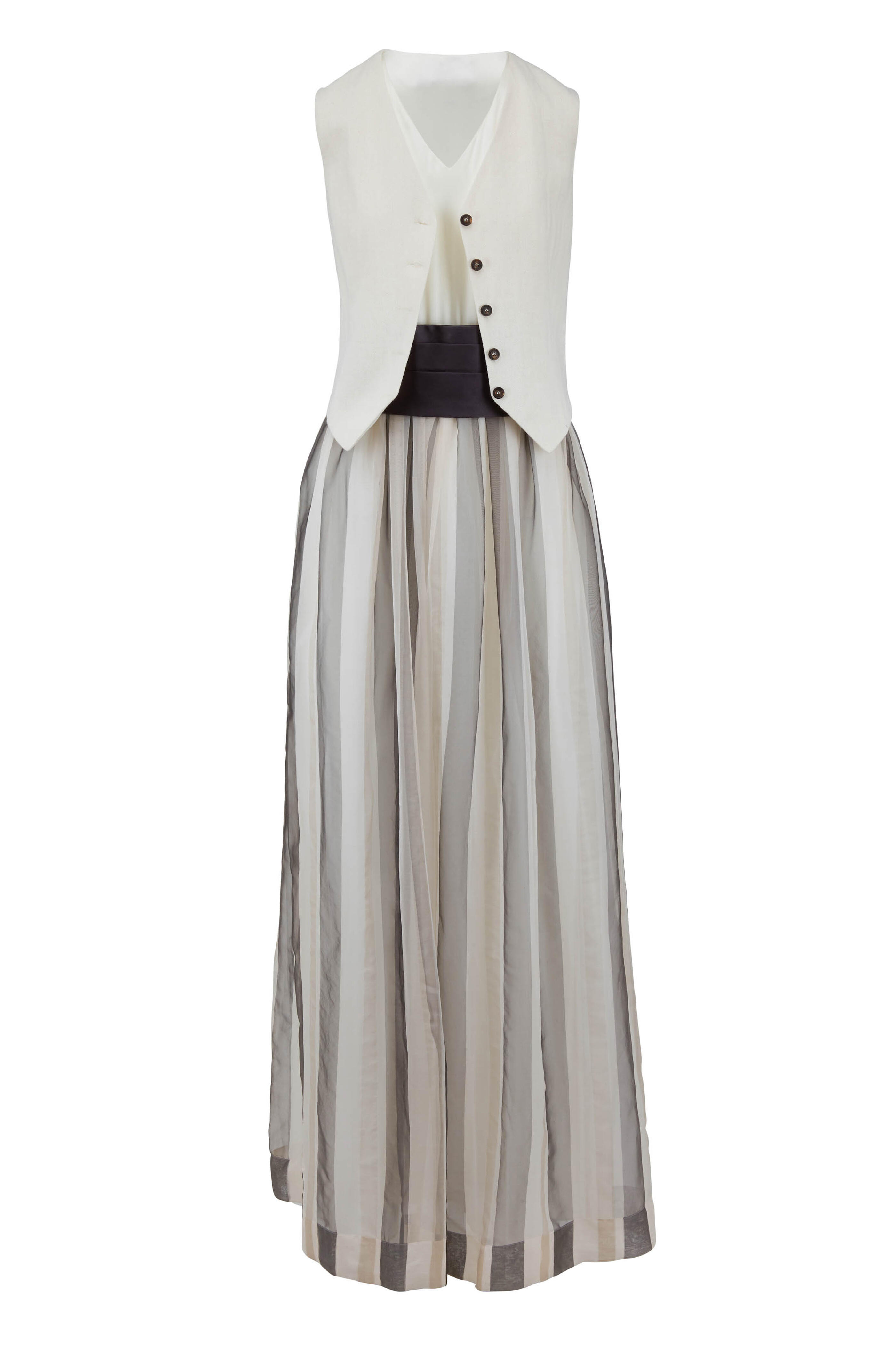 Brunello Cucinelli - Chalk Removable Vest & Cummerbund Gown