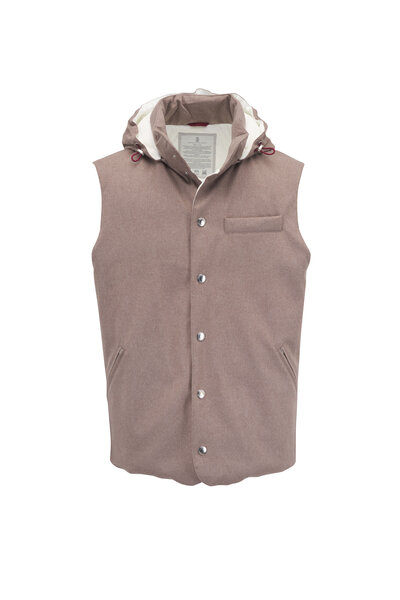 【関税＆送料込み】Brunello Cucinelli Padded Hooded Vest Brunello Cucinelli - White Padded Hooded Vest | Mitchell Stores