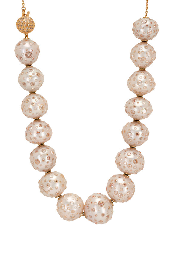 Renee Lewis - Diamond Embedded South Sea Pearl Necklace