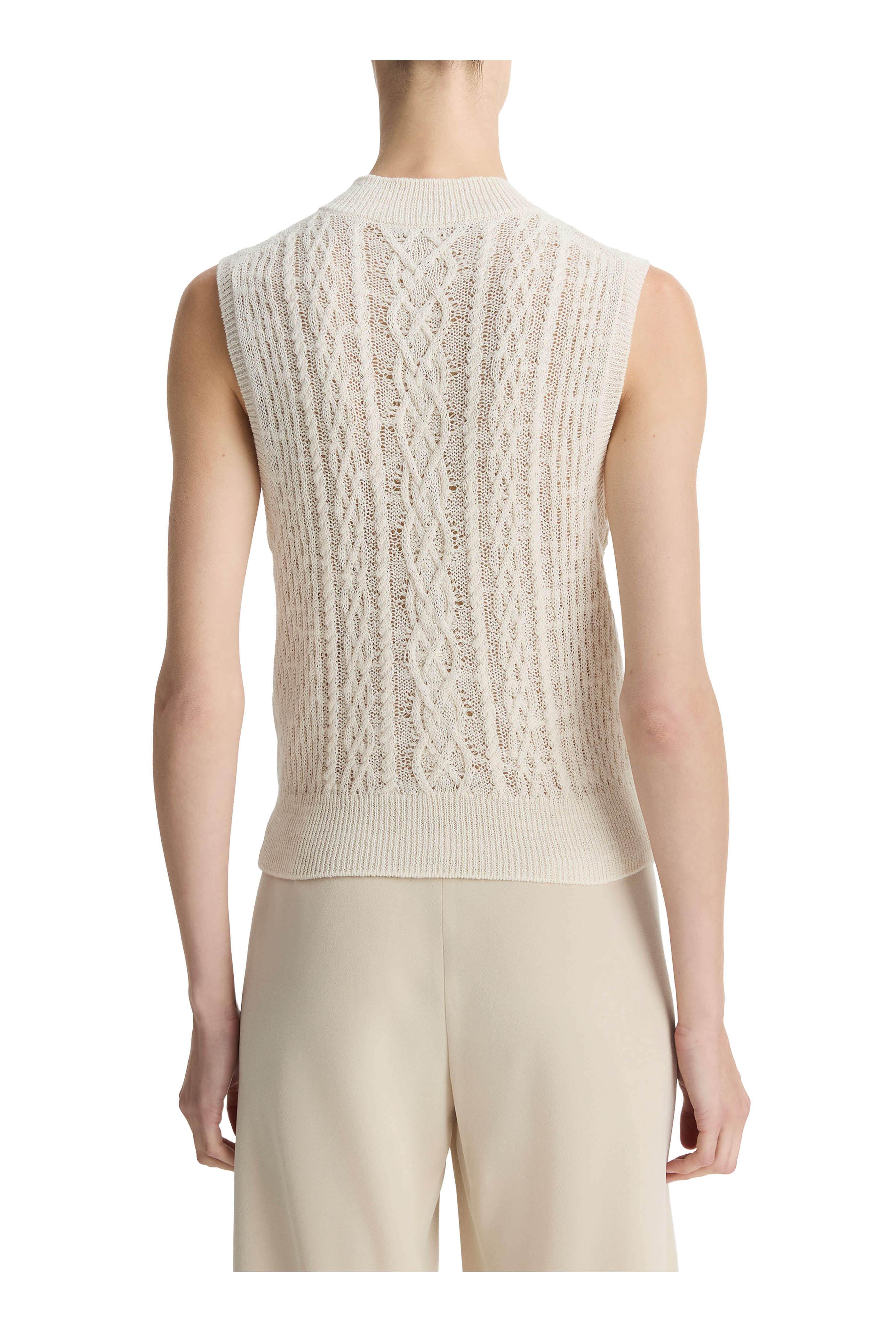 Vince - Off White & Gold Cliff Cable Double-Layer Shell