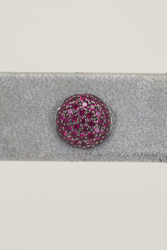 Sidney Garber 18k White Gold Pave Ruby Single Ear Stud - view 1