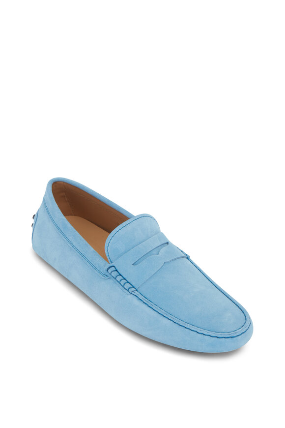 Tod's - Light Blue Nubuck Gommino Driving Shoes | Mitchell Stores