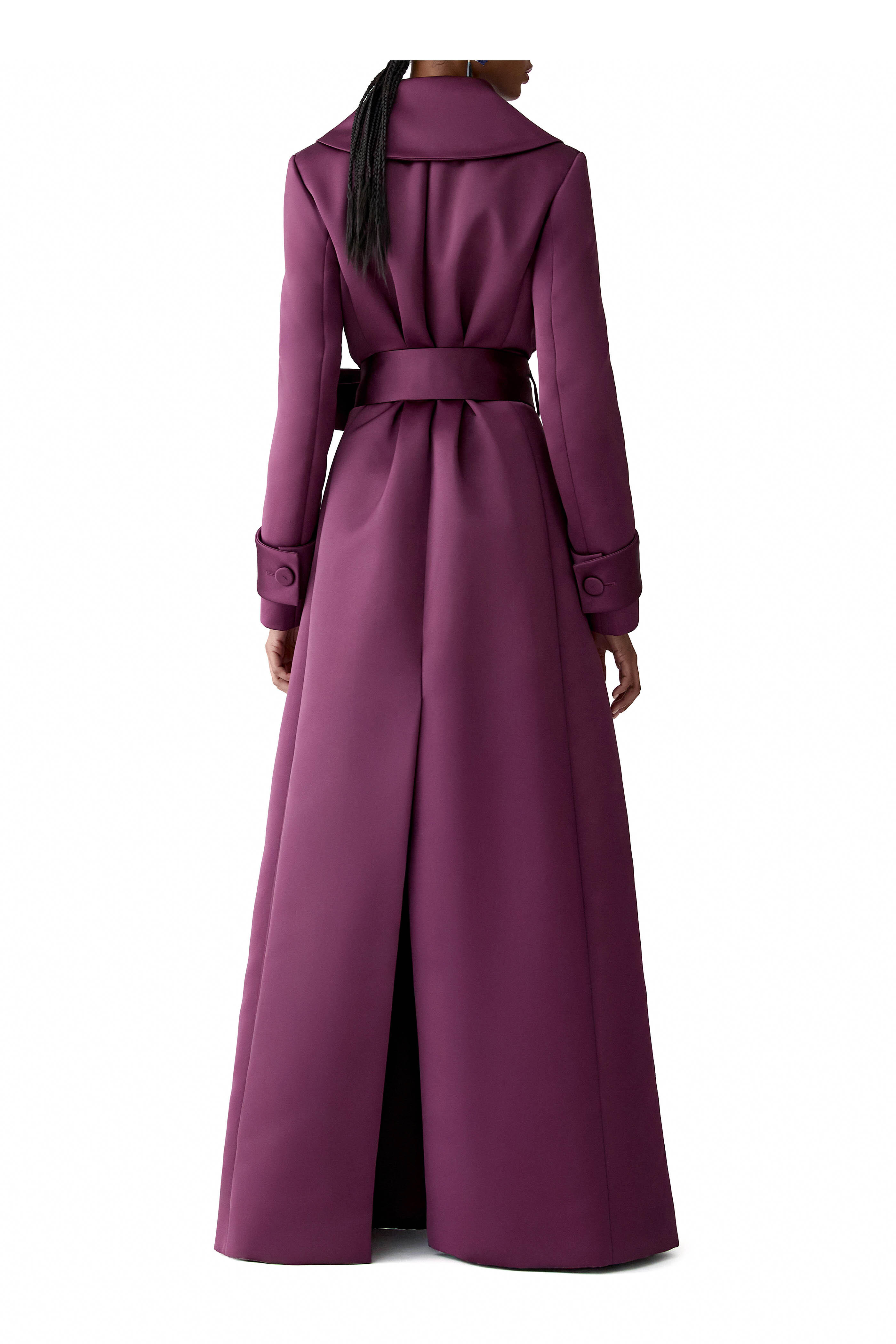 Carolina Herrera - Eggplant Satin Trench Coat