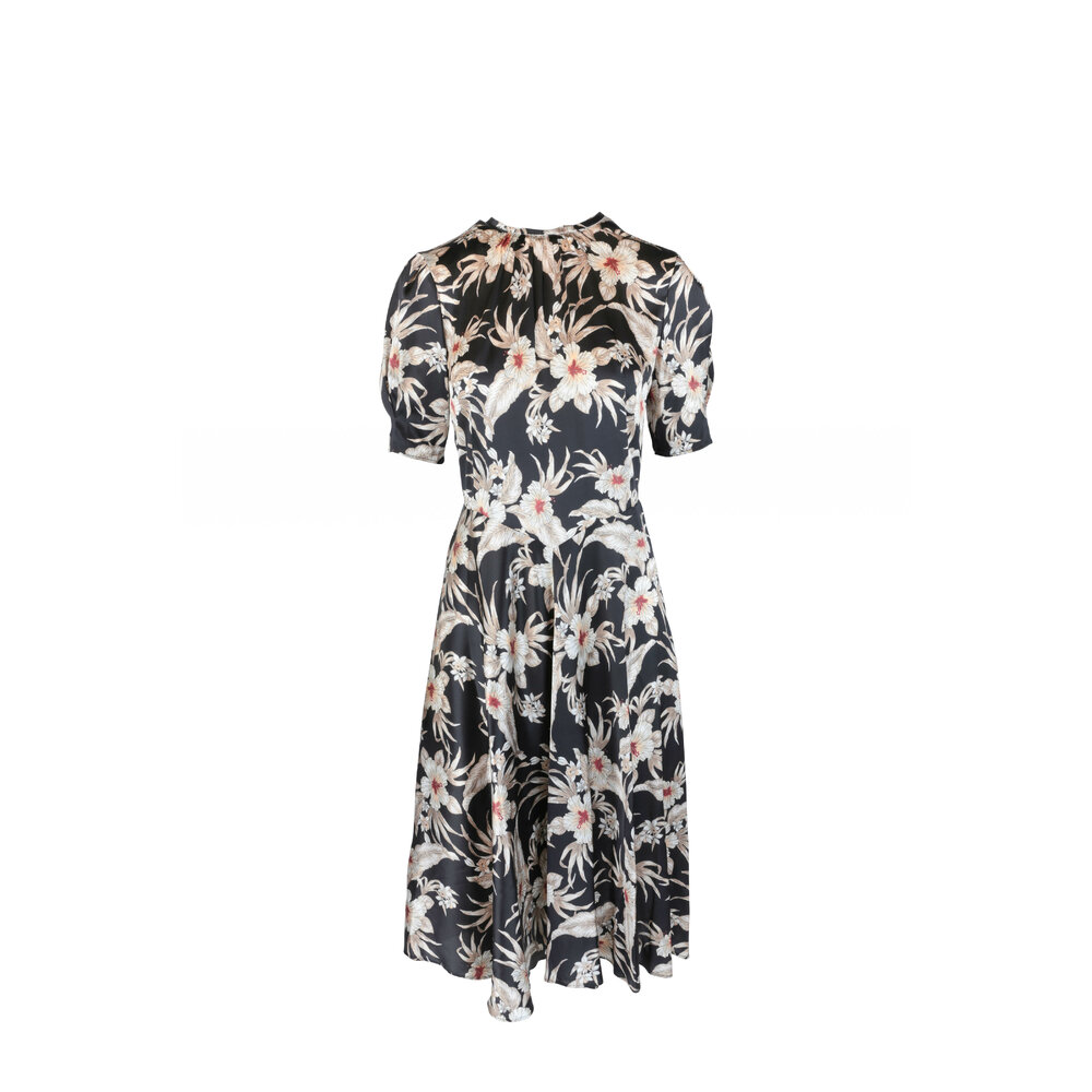 Altuzarra - Oyster Floral Print Silk Short Sleeve Dress