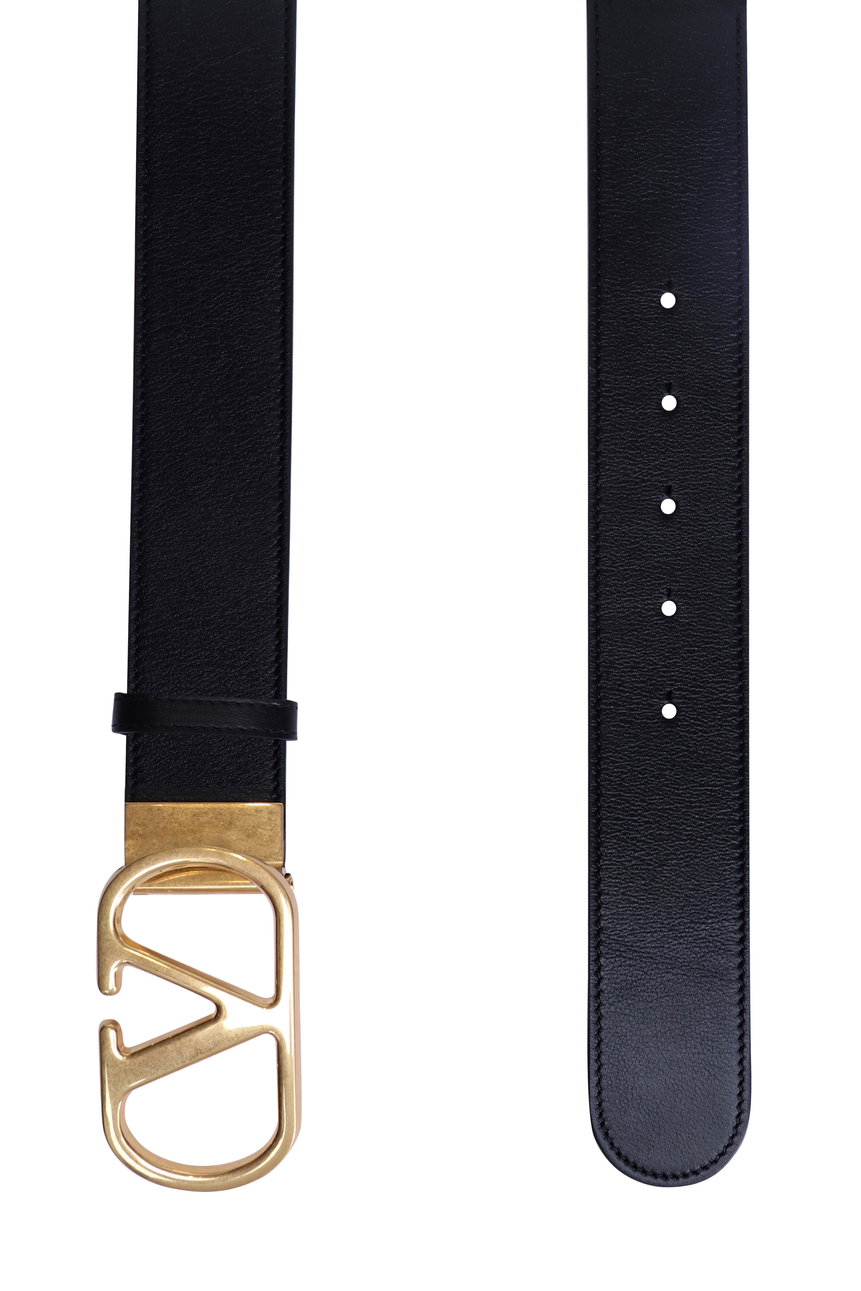 Valentino Garavani - VLogo Black & Red Reversible Leather Belt