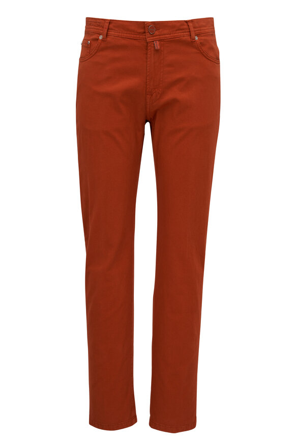 Kiton - Burnt Orange Cotton Blend Five Pocket Pant