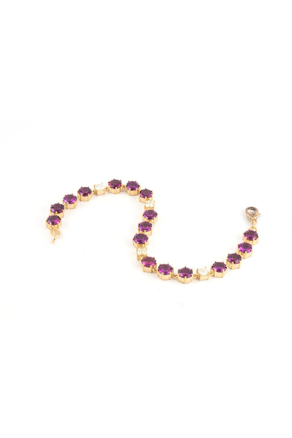 Sylva & Cie Rhodolite & Diamond Tennis Bracelet - view 1