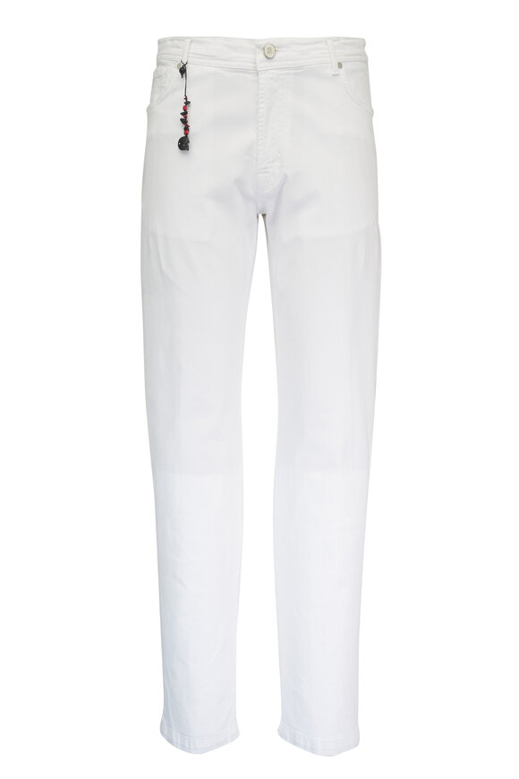 Marco Pescarolo White Stretch Cotton Five Pocket Pant