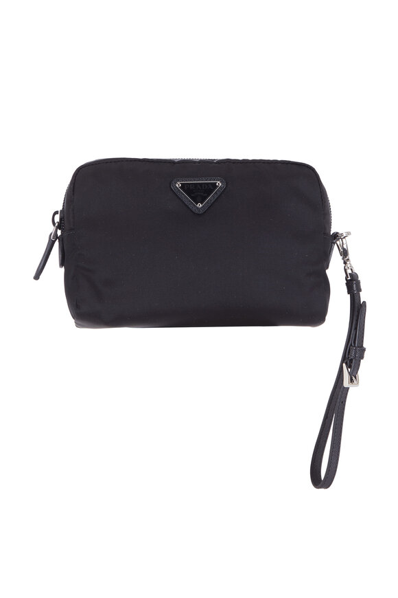 Prada Black Tessuto Mini Cosmetic Bag With Strap