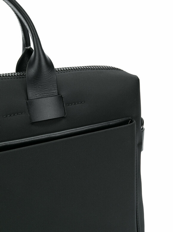 Troubadour - Black Nylon & Leather Slim Briefcase 