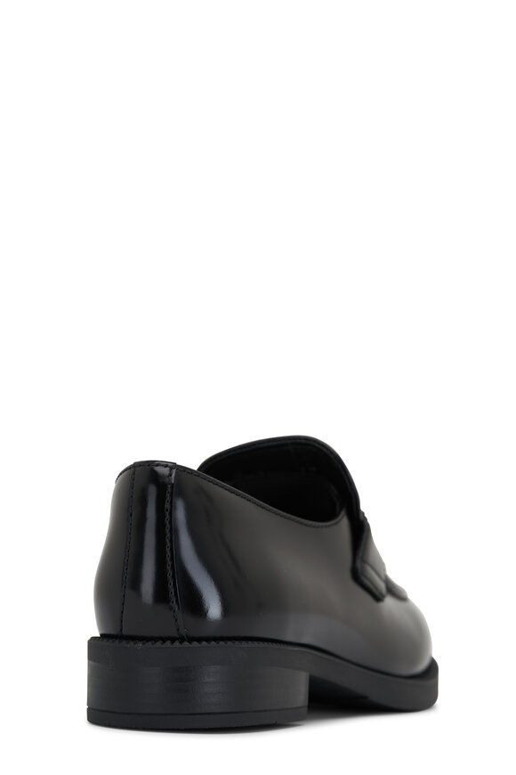 Prada - Spazzolato Black Leather Platform Loafer, 25mm