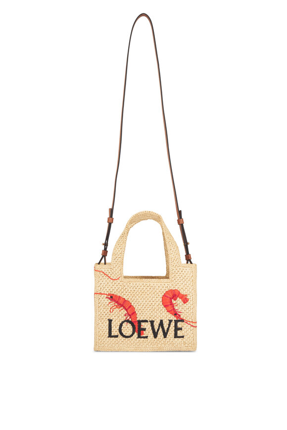Loewe Mini LOEWE Font Raffia Tote