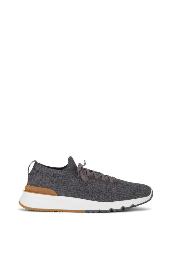 Brunello Cucinelli - Gray Cotton Knit Trainer