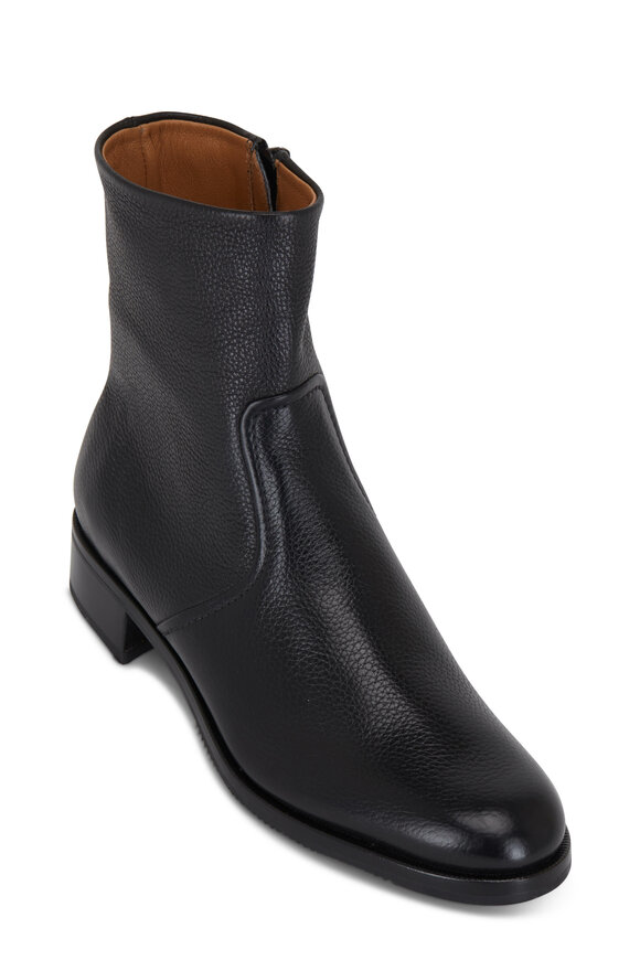 Gravati - Black Rustico Leather Side Zip Ankle Boot