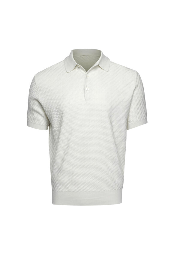 Brioni Ivory Woven Short Sleeve Polo
