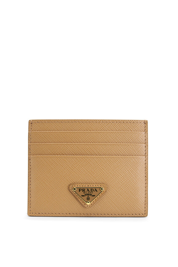 Prada Natural Saffiano Leather Logo Card Case