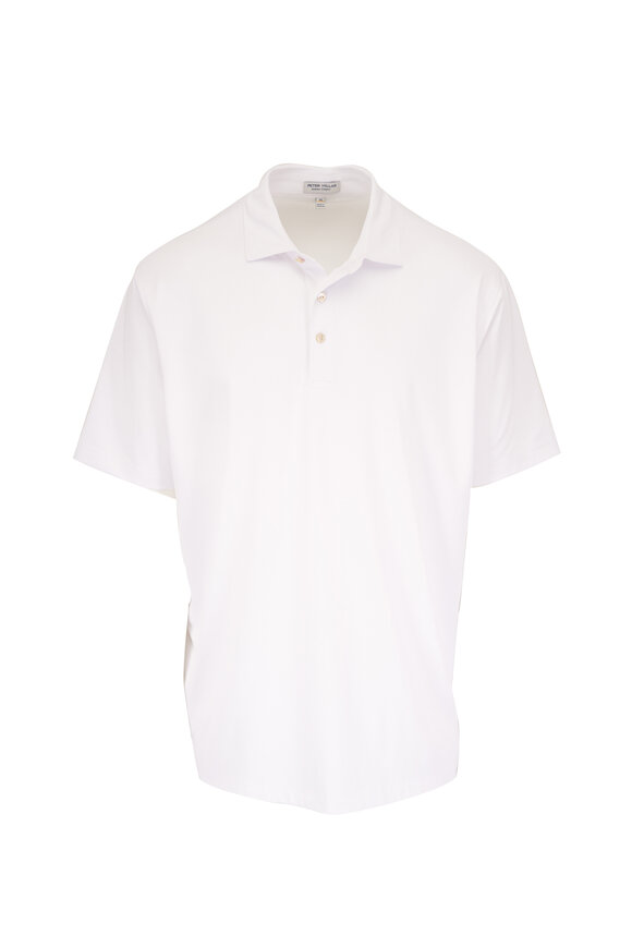 Peter Millar Crown Sport White Solid Performance Mesh Polo - view 1