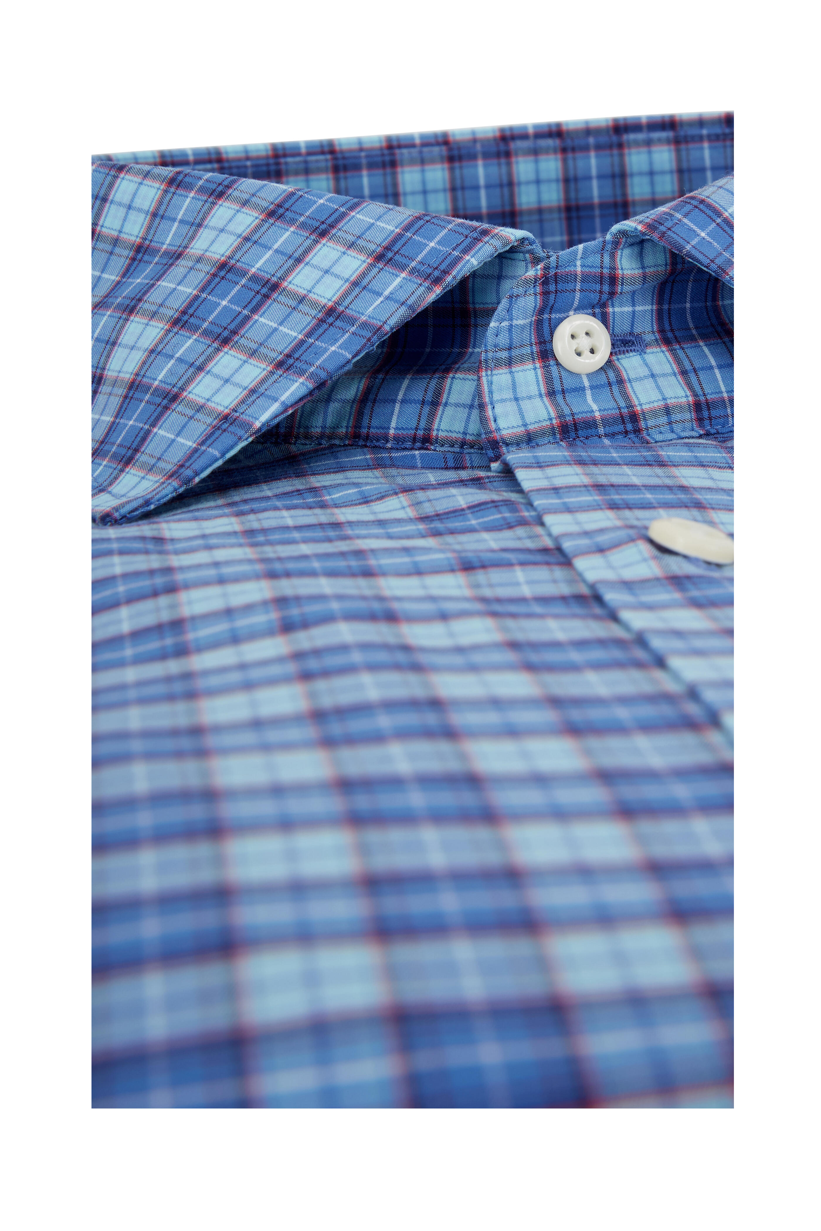 Peter Millar - Sandpoint Blue Plaid Sport Shirt - view 2