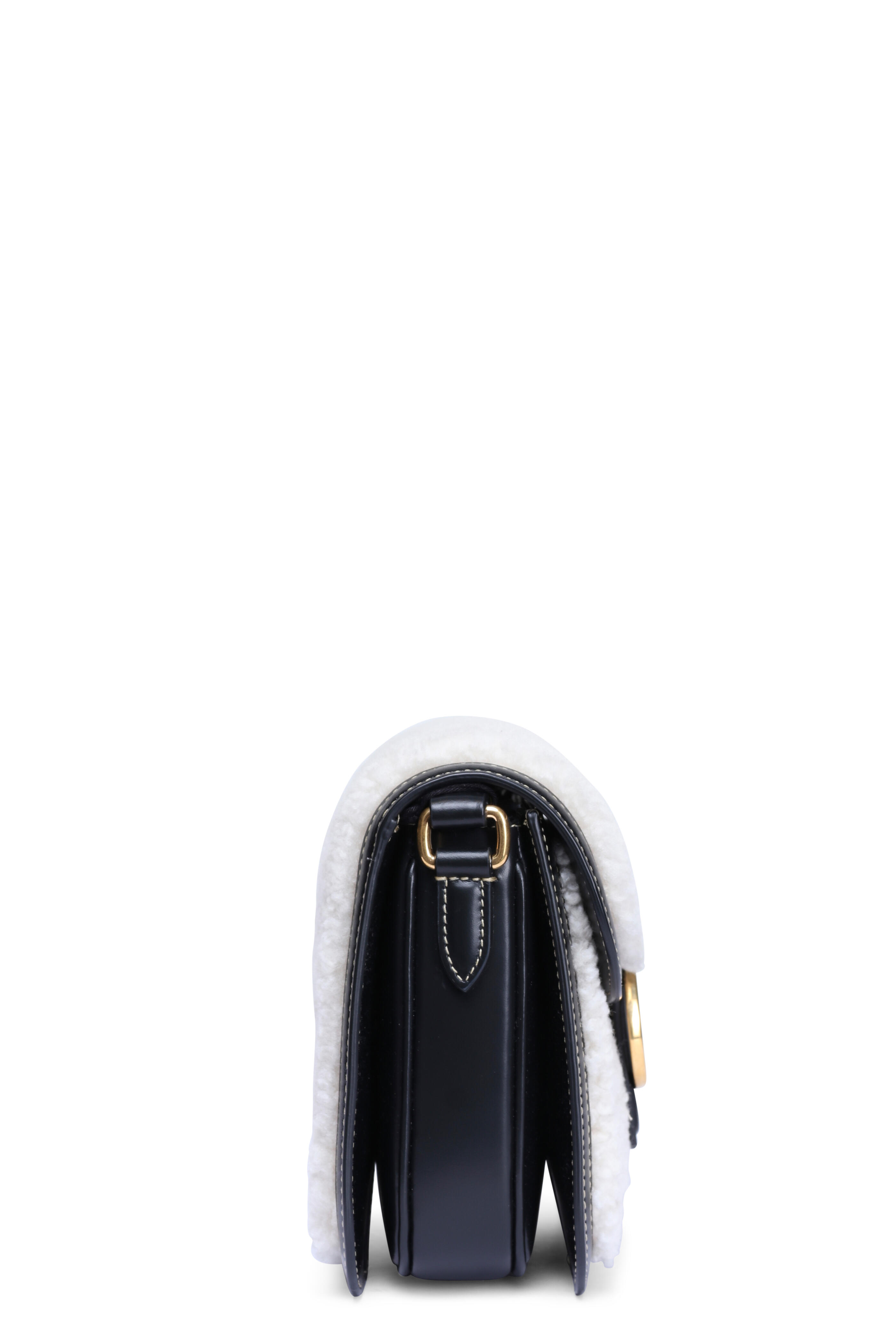 Valentino Garavani - 9TO5 Black & Natural Shearling Crossbody