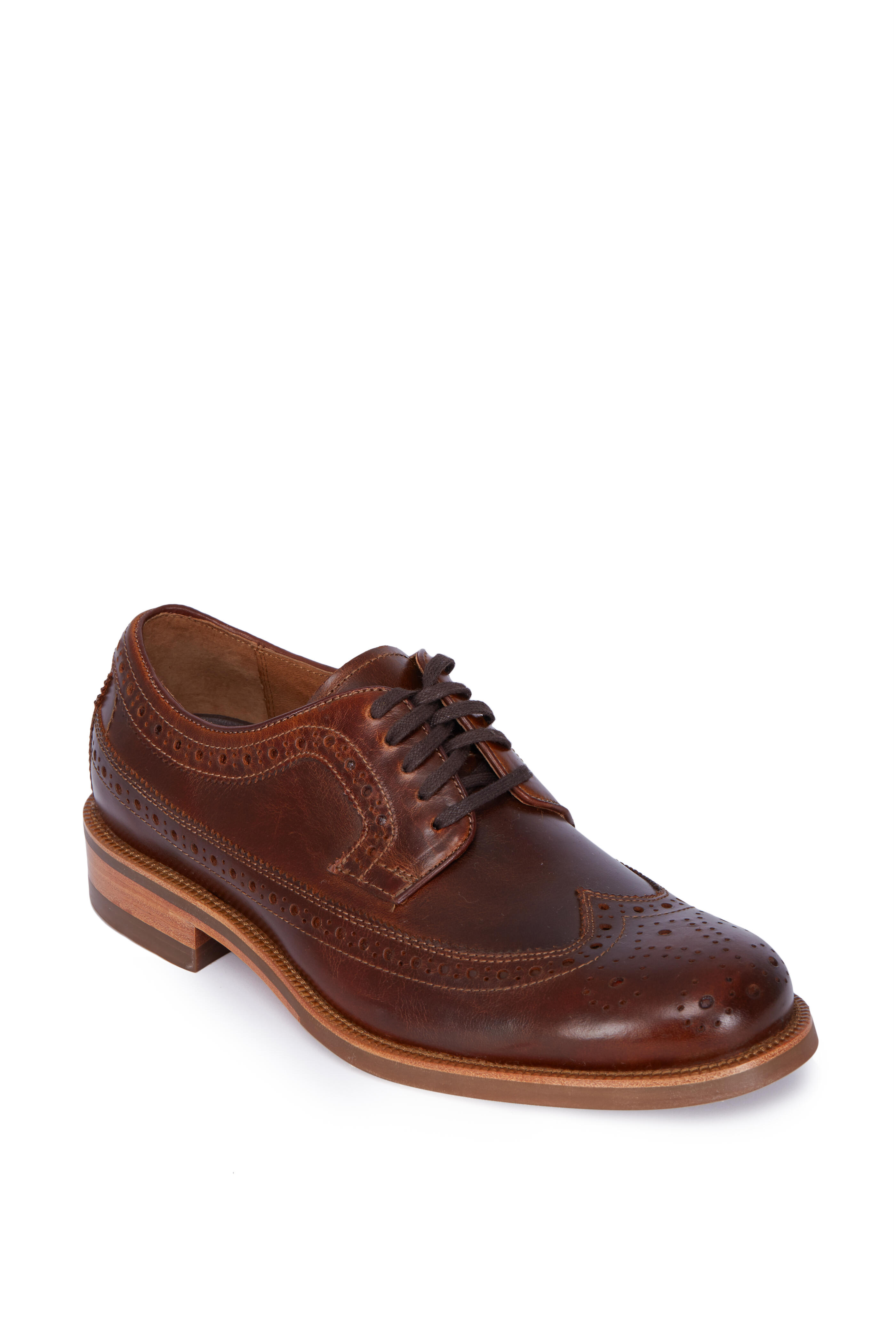 Trask Fiske Brown Leather Wingtip Oxford Mitchell Stores