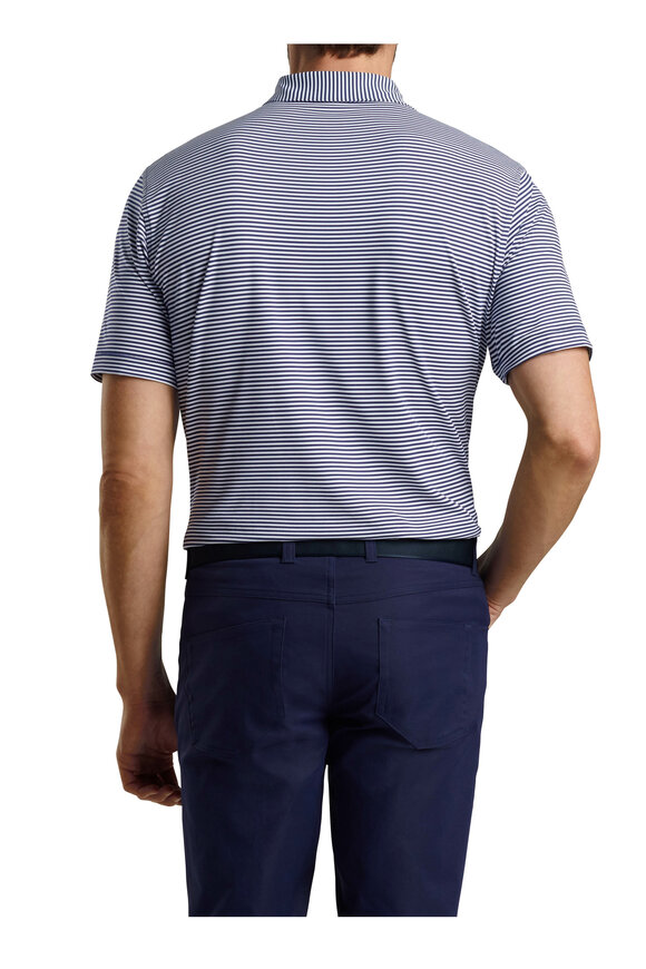 Peter Millar - Navy & White Striped Mesh Performance Polo