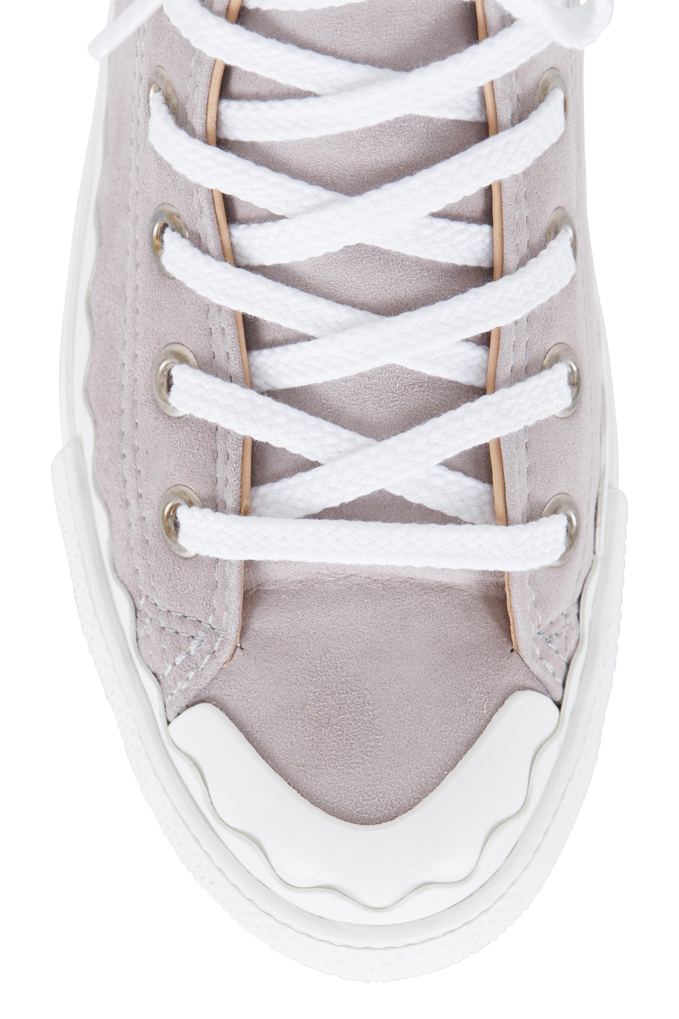 Chloé - Gray Suede Scallop High-Top Sneaker | Mitchell Stores