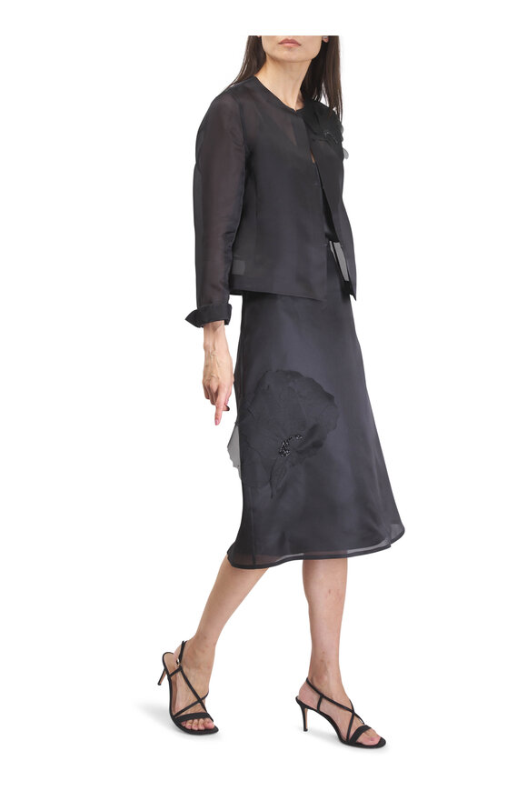 Akris Akio 3D Anemone Black Silk Organza Jacket - view 2