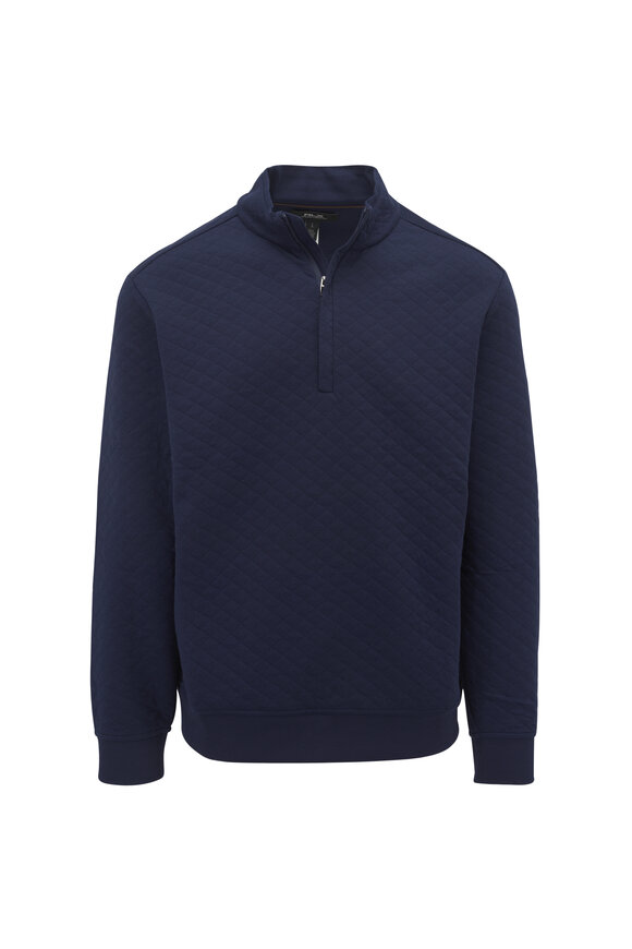 RLX Ralph Lauren Navy Blue Quilted Double-Knit Pullover
