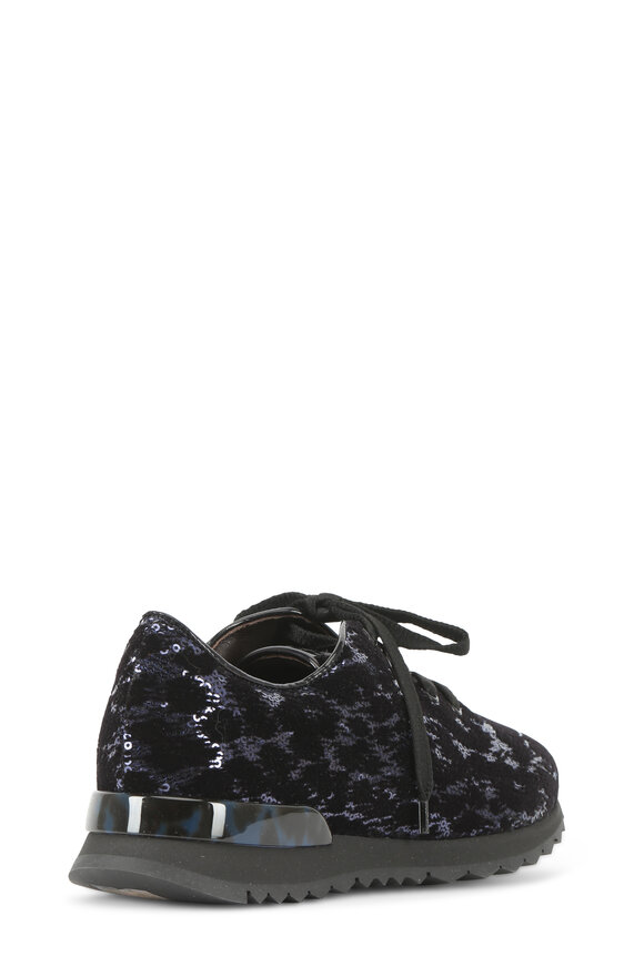 AGL - Navy Blue Leopard Print Suede Sequin Sneaker