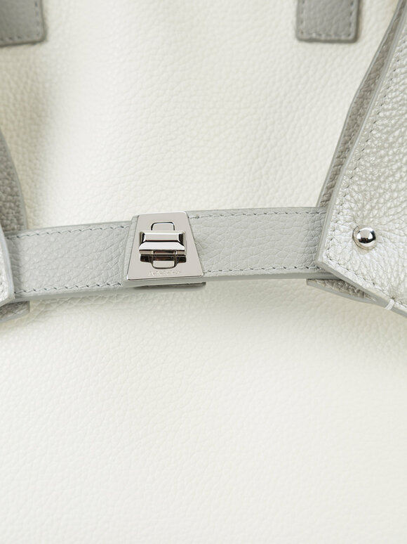 Akris - White & Silver Small Leather Top Handle