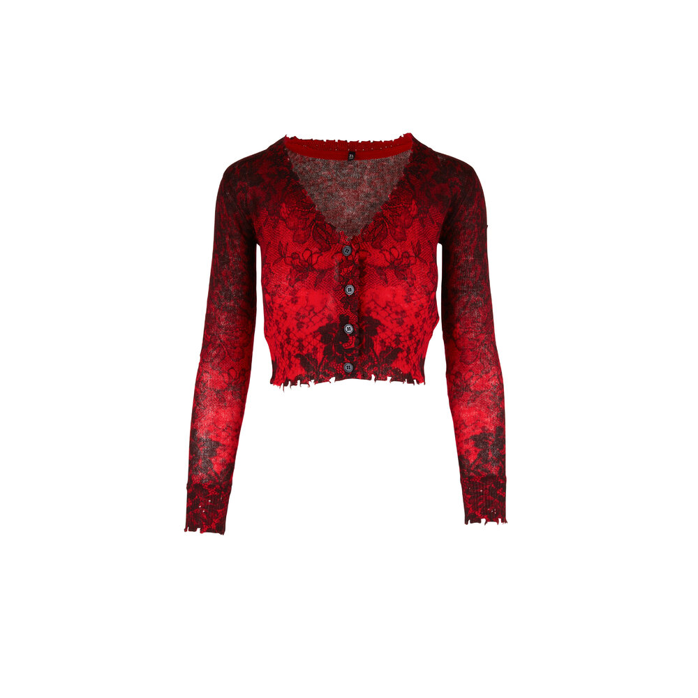 River Island Lace Long Sleeve Crop Top in Red