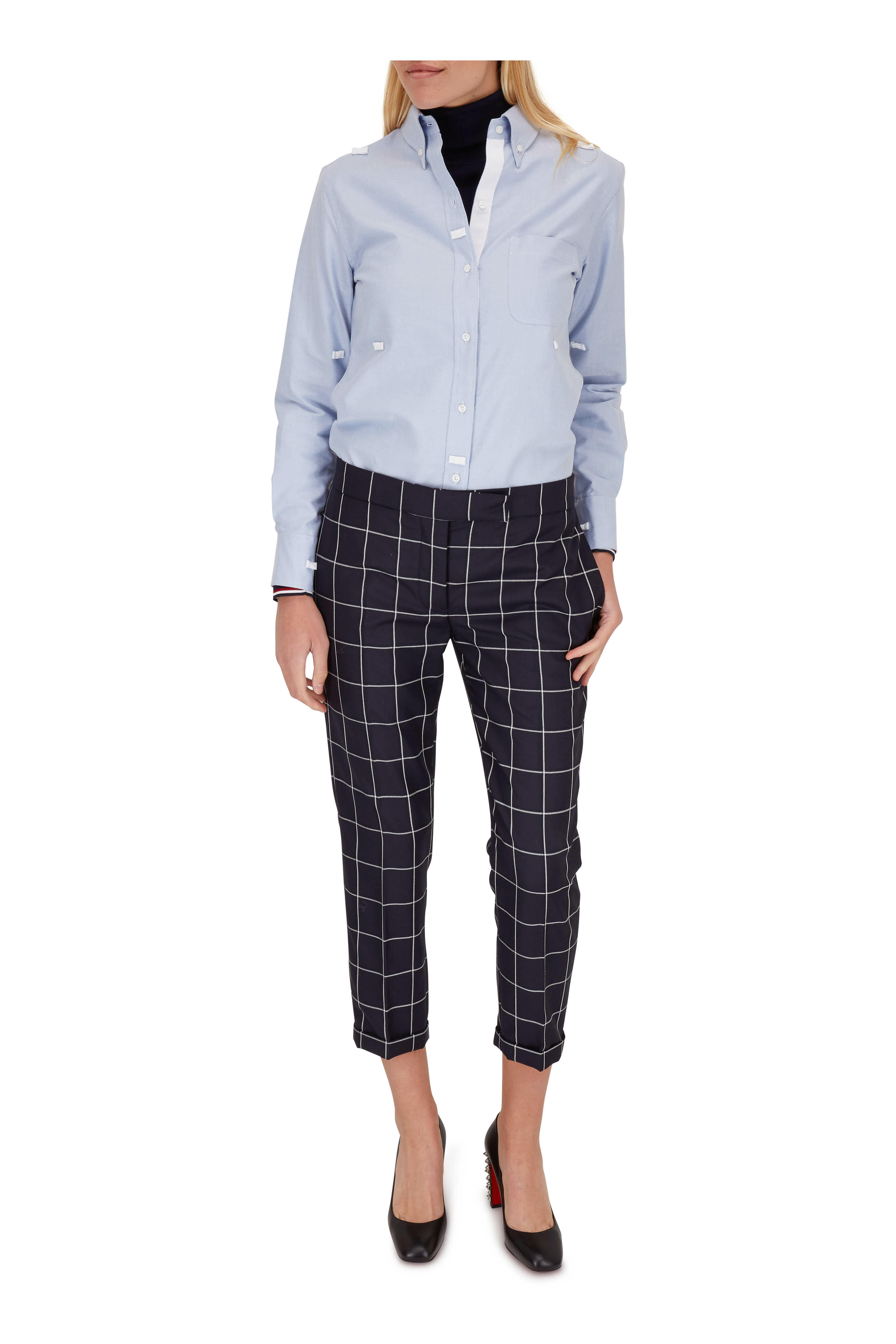 Christian Louboutin - Donna Black Leather Spiked Heel Pump, 85mm