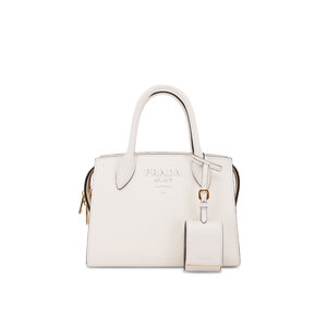 Prada - White Saffiano Leather Top Handle Bag | Mitchell Stores