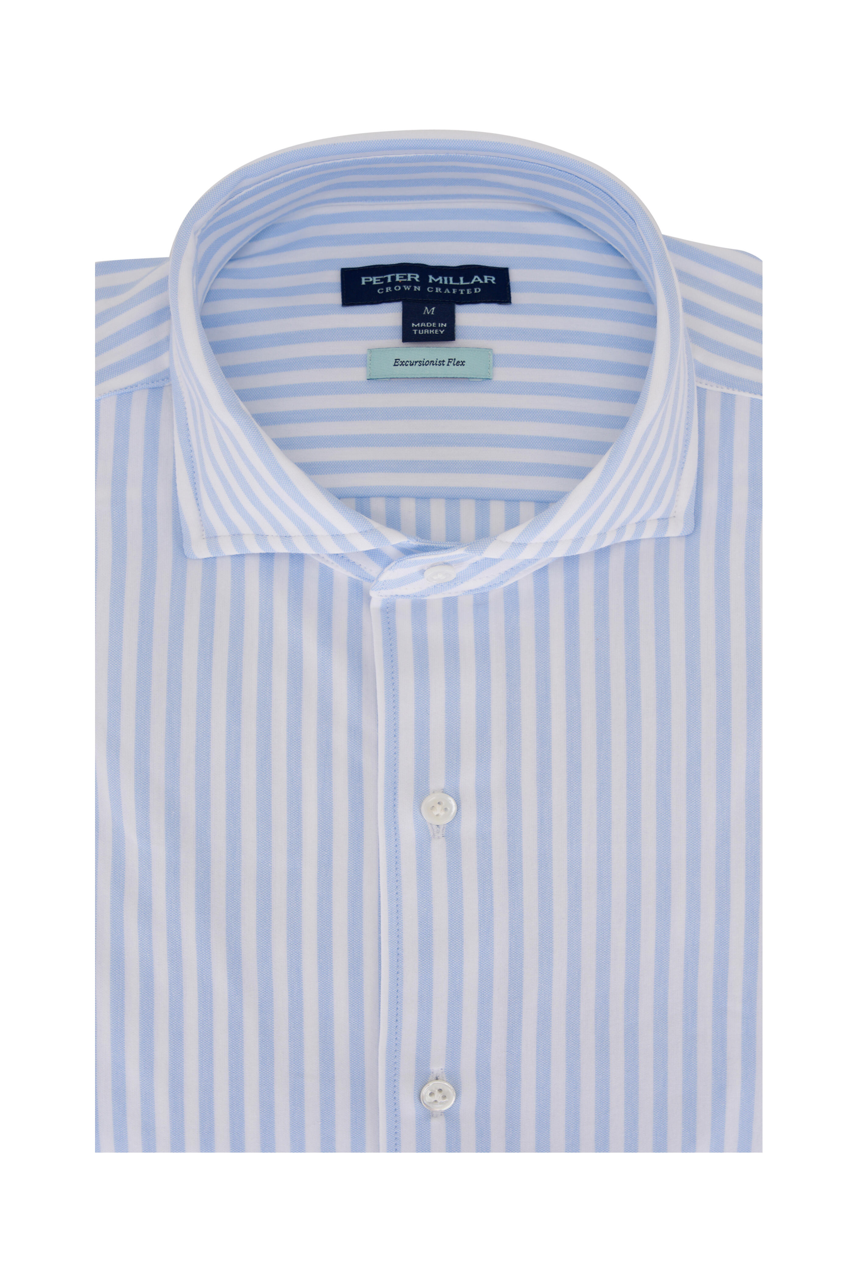 Peter Millar - Light Blue Striped Cotton Blend Sport Shirt