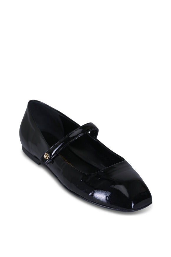 Jimmy Choo - Gisela Black Leather & Patent Cap Toe Flat