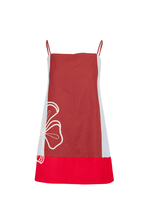 Tanya Taylor Bianca Redwood Color Block Mini Dress - view 1