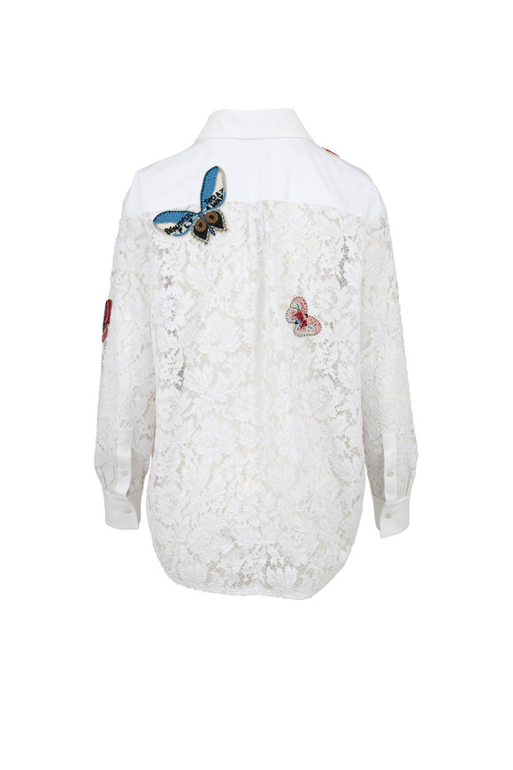 Valentino - White Heavy Lace Embroidered Blouse 