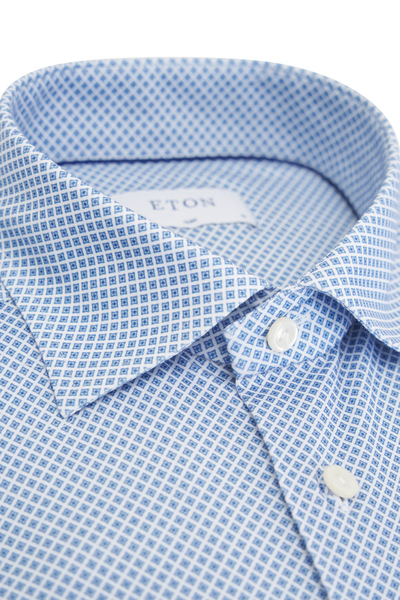 Eton - Light Blue Geometric Print Dress Shirt