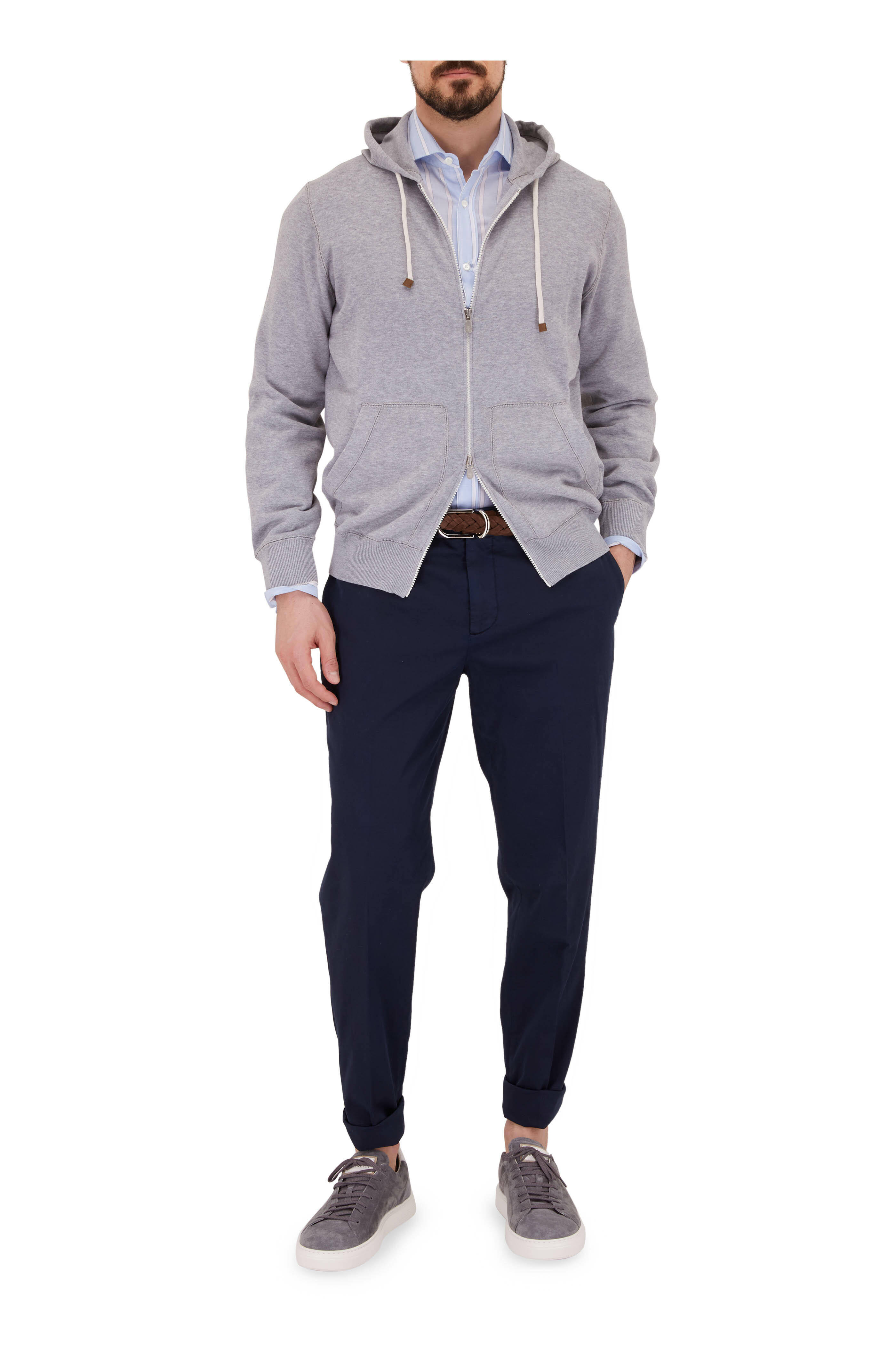 Brunello Cucinelli - Gray Front Zip Hoodie | Mitchell Stores
