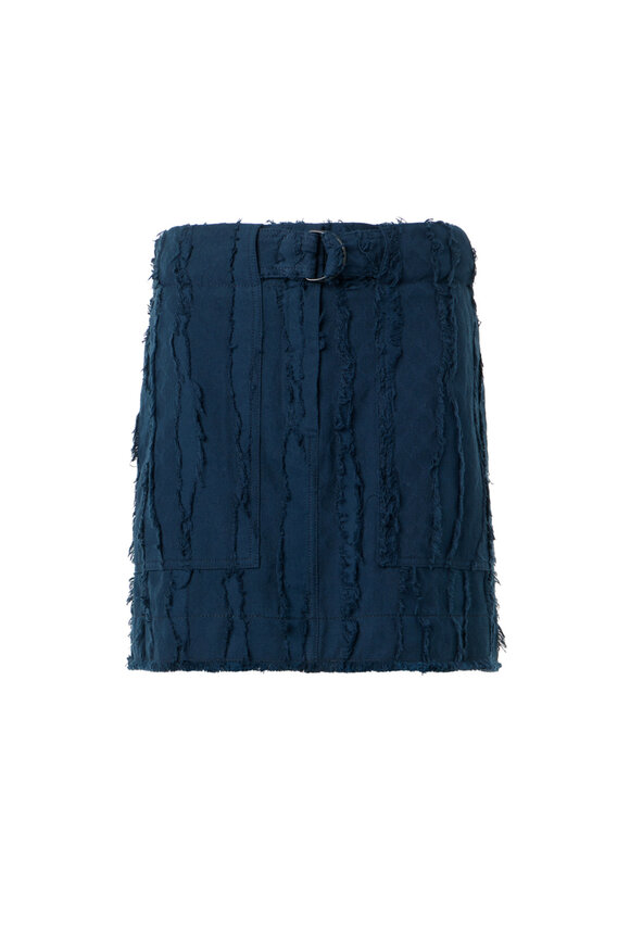 Akris Punto Dark Blue Fringe Wave Jacquard Mini Skirt - view 1
