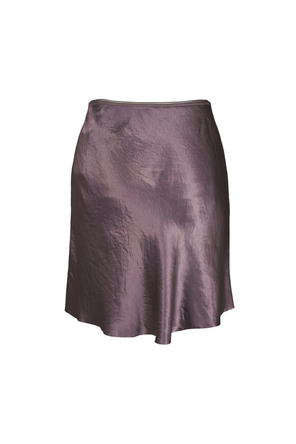 Vince Taupe Haze Lingerie-Trim Short Satin Slip Skirt - view 2