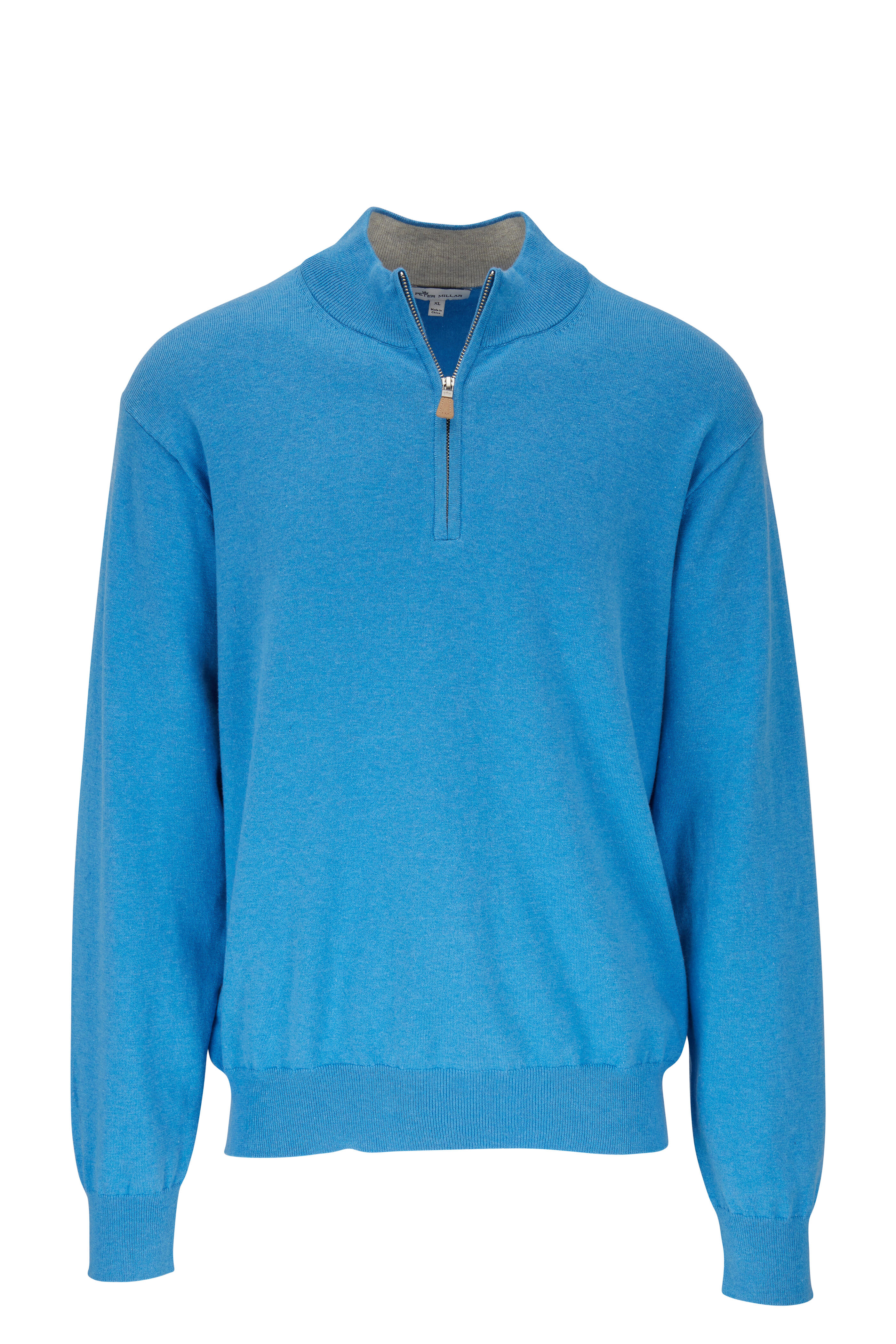 Peter Millar - Blue Cotton, Silk & Cashmere Quarter-Zip Pullover
